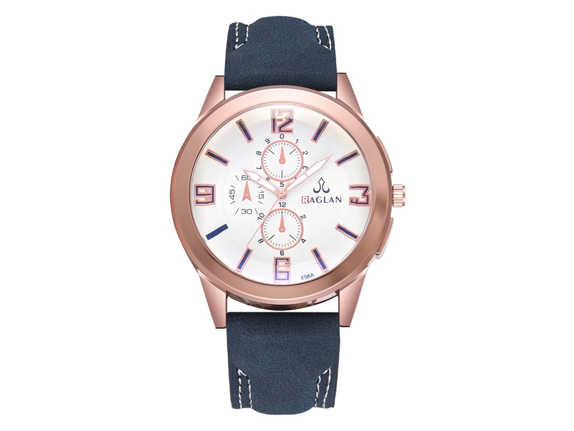 Reloj De Cuarzo Informal Para Hombre Con Correa De Piel Sintética Azul.