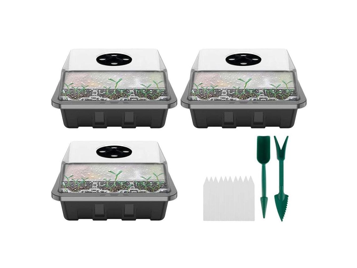 Caja De Propagación De Invernadero De 12 Celdas Con Tapa Y Ventilación Para La Germinación De Semillas.