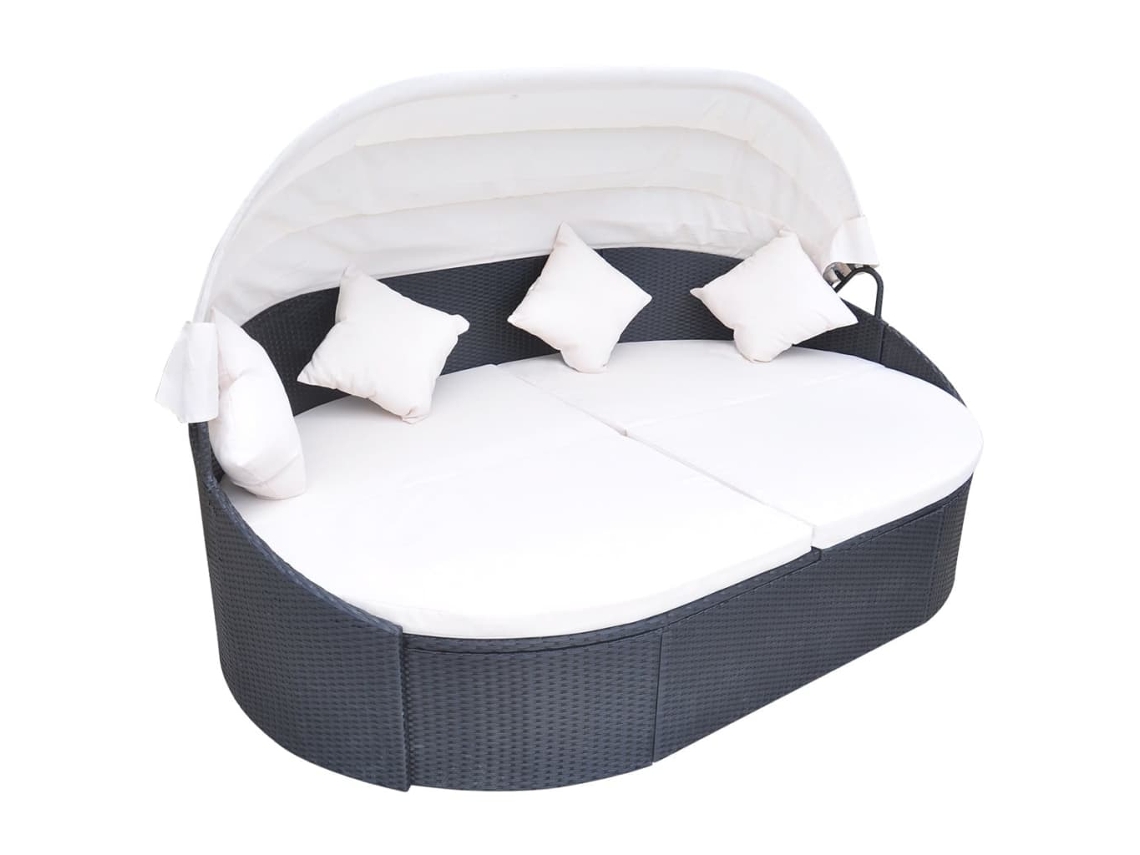 Tumbona VIDAXL Negro Poli Ratán (200x90x40 cm)