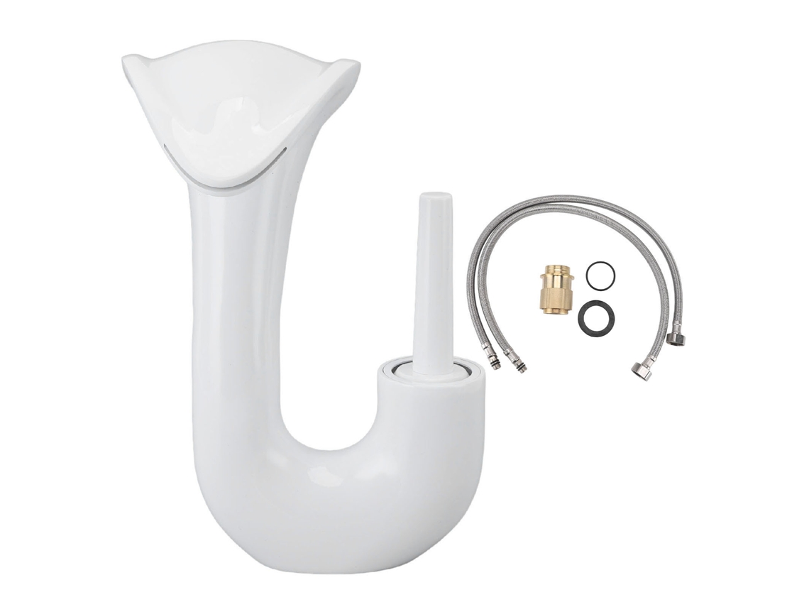 Grifo de lavabo con cabezal de cascada mixto para baño blanco con una manija