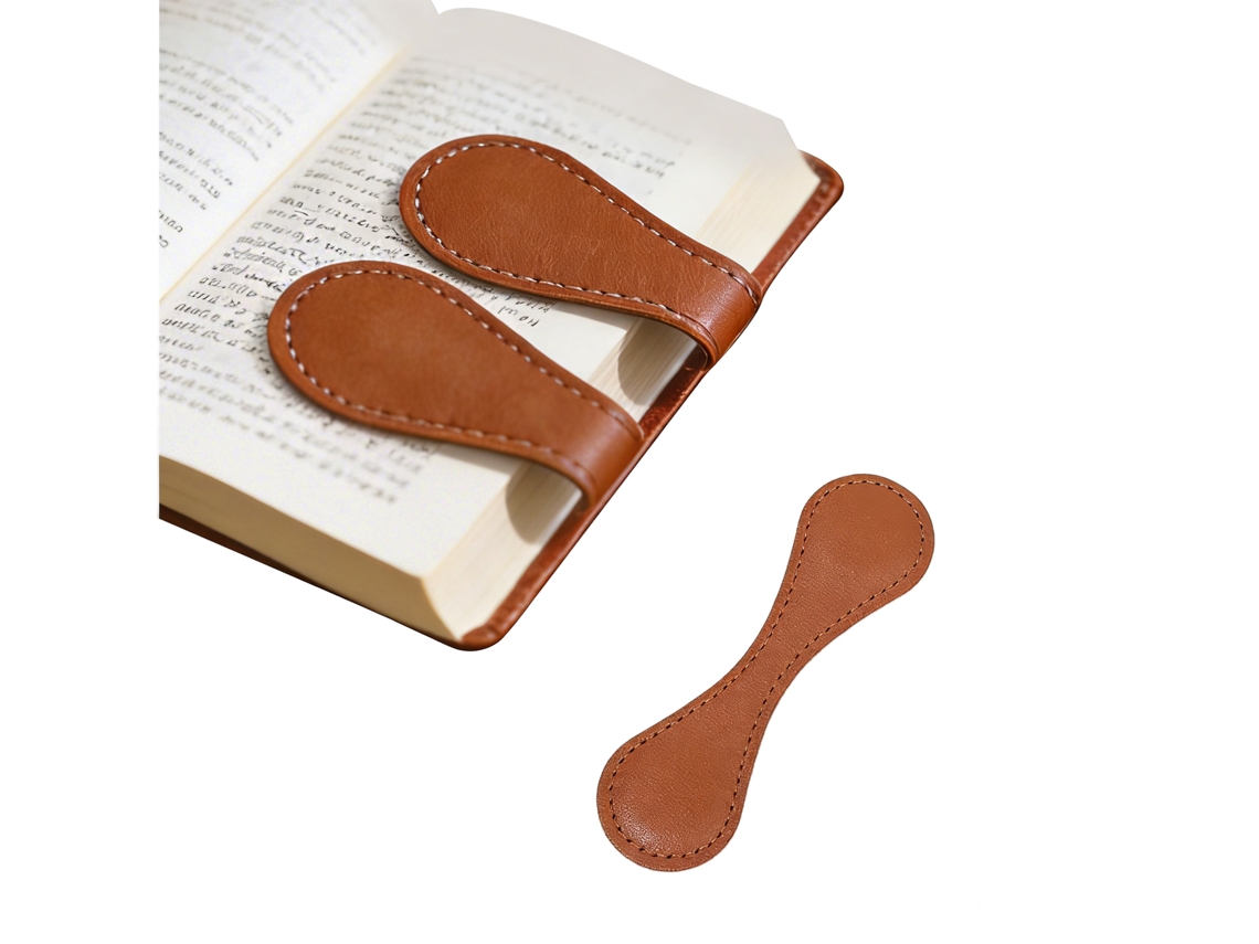 Marcapáginas magnético de cuero marrón retro