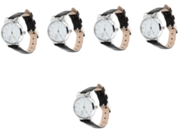 5piezas Reloj Mujer Casual Estilo Delicado Estudiantes Trabajadores Oficina Diseño Texturizado Cómodo