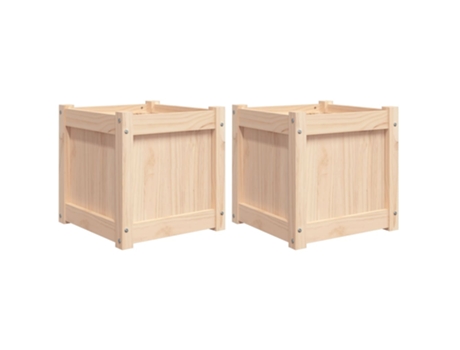 Conjunto 2 Jardineras de exterior VIDAXL madera maciza de pino (40 x 40 x 40 cm)