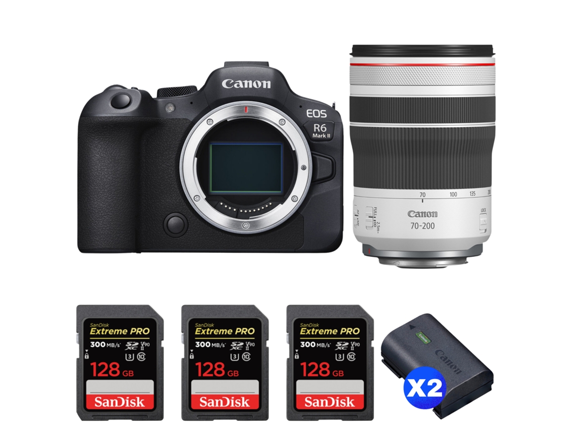 Canon Eos R6 Mark Ii + Rf 70-200mm F/4 L Is Usm + 3 Sandisk 128gb Uhs-ii 300mb/s + 2 Canon Lp-e6nh + Ebook “20 Consejos Para Fotos Que Impactan”