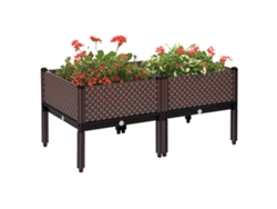 Conjunto 2 Floreiras Quadradas Elevadas 50x50x46,5cm Marrom