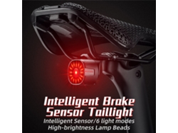 2026-west Biking Luz Trasera Inteligente Bicicleta Recargable Impermeable 6 Modos Luces Led Alerta Freno Mtb Carretera