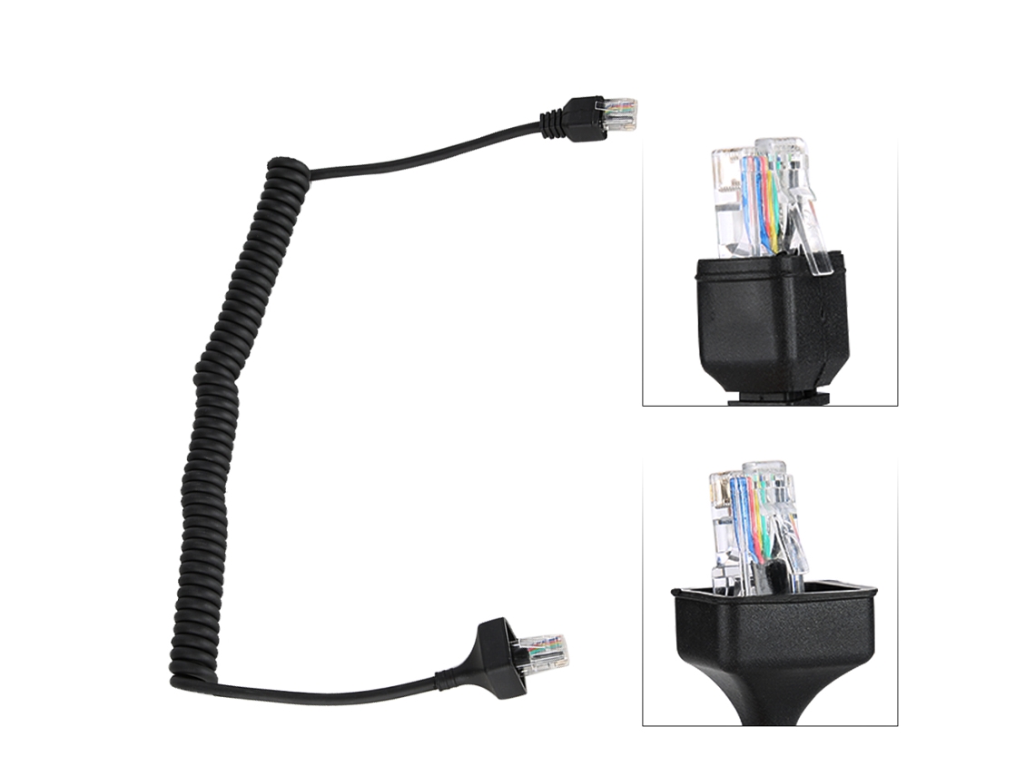 Cable De Micrófono De 8 Pines De 50 Cm Para Radio Kenwood, Negro, Flexible Y Duradero.