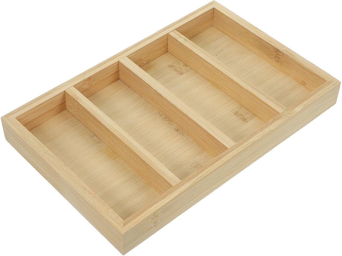 Organizador Gafas Bambú Natural Múltiples Compartimentos Ideal Escritorio Cajón Sol