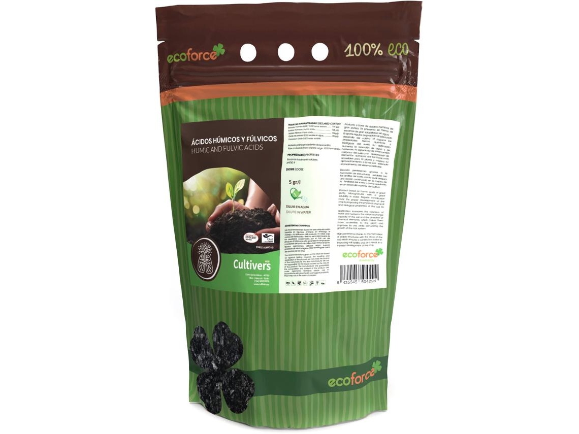 CULTIVERS Abono de Ácidos Húmicos y Fúlvicos 5 kg Fertilizante super concentrado ecológico. Producto 100% soluble de Leonardita