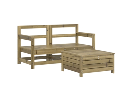 Conjunto 3 de sofás de jardín VIDAXL madera de pino impregnada