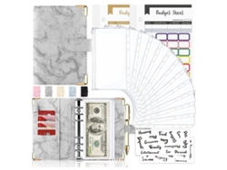VIVILIYYA Orçamento Simplificado, Folio Orçamento De Mármore Com Envelopes Zippered Para Gestão De Caixa