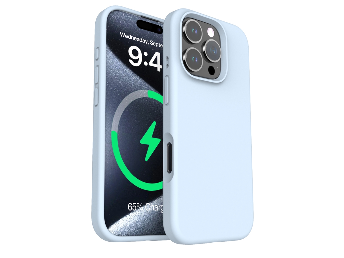 (azul Cielo, Iphone 16 Pro Max) Funda Magnética De Silicona Líquida Para Iphone, Color Liso Sencillo