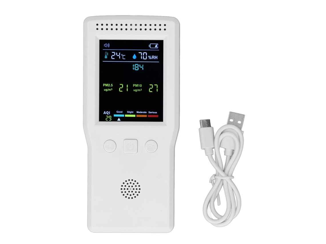 Analizador De Calidad Del Aire 9 En 1: Detector De Co2, Pm2.5, Pm10, Hcho Y Tvoc Con Pantalla Lcd Y Sensor Semiconductor.