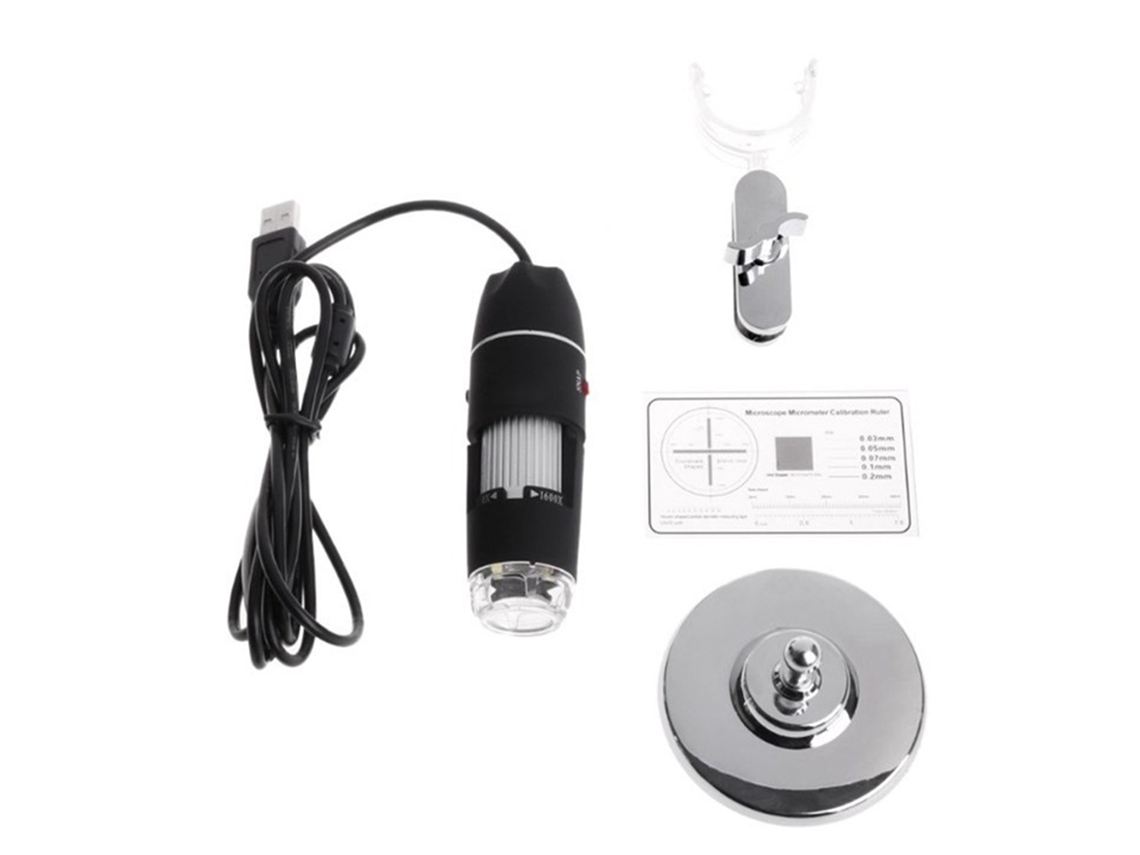 Microscopio Digital Usb Inalámbrico De 1600 Aumentos Con 8 Led Portátiles, Compatible Con Android E Ios.