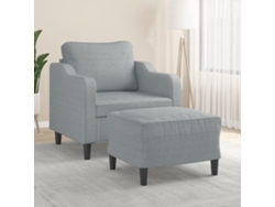 Sillón De Salón | Silla | Sillón Con Taburete Tela Gris Claro 60 Cm Wsd625177