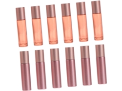 De 12 Frascos De Vidro Recarregáveis Com Tampa De Enrolar Para Óleos Essenciais, Cor Ouro Rosé