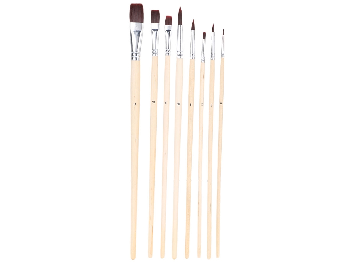 Juego De 8 Pinceles De Nailon De Punta Plana Para Acuarela, Gouache, Óleo Y Pintura Acrílica - Artista
