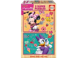 Puzzle EDUCA 2x Super Puzzle de Madera 16 Minnie Happy Helpers (Edad Mínima: 3 Años - 32 Piezas)