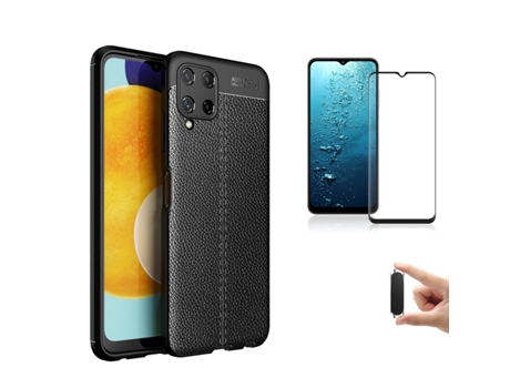 Carcasa + Protector + Soporte Samsung A22 4G Rugged Leather Negro BD-LC&9D