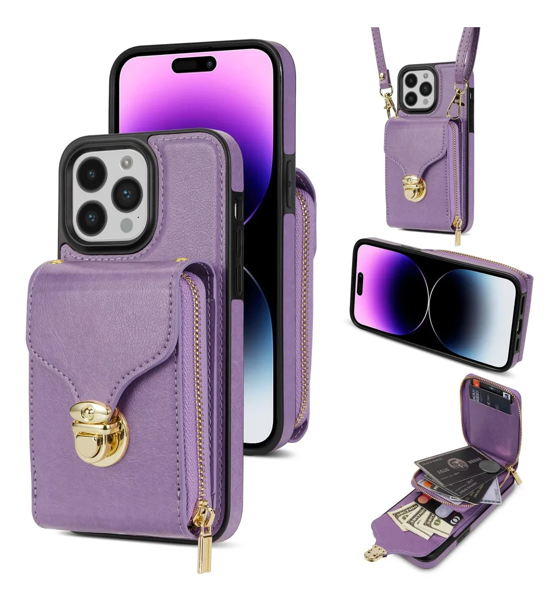 Cartera Con Cremallera Para Iphone 15 14 13 Pro Max Funda