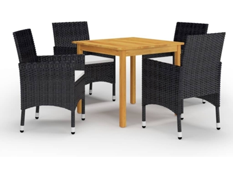 Conjunto 5 de comedor de jardín de VIDAXL negro