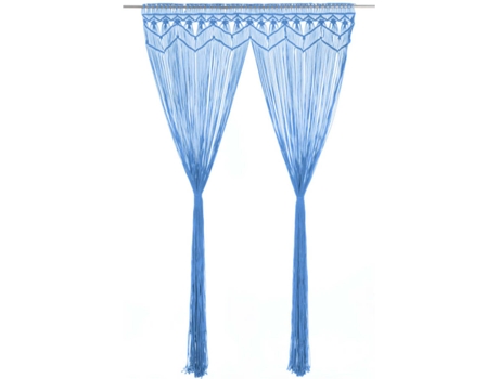 vidaXL Cortina de macramé algodón azul 140x240 cm
