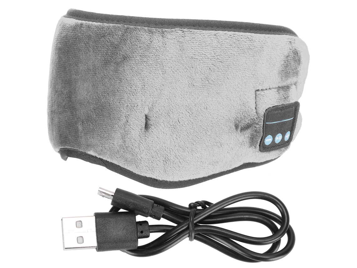 Máscara para dormir con auriculares Bluetooth, música para la oficina en casa, auriculares inalámbricos integrados, color gris