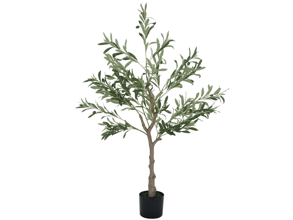 Oliveira Artificial 120cm 450 Folhas 20 Azeitonas Vaso Decoração Interior Verde