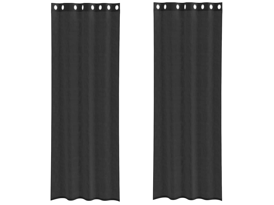 Maison Exclusive - Cortinas De Gasa Con Ojales 2 Uds Negro140x260 Cm