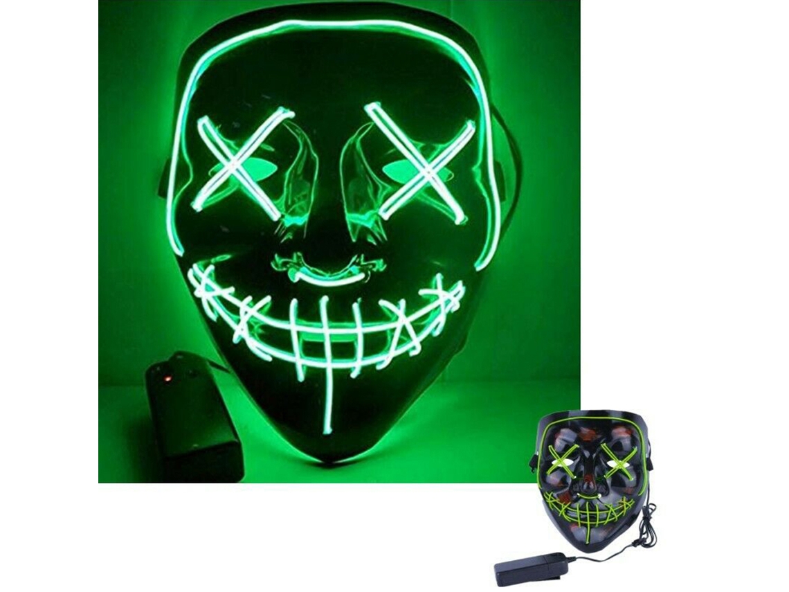 Máscara fluorescente verde de Halloween con efecto sangriento