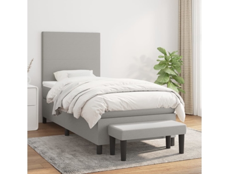 Cama con somier VIDAXL (Gris - Tela - 193 x 90 x 128 cm)
