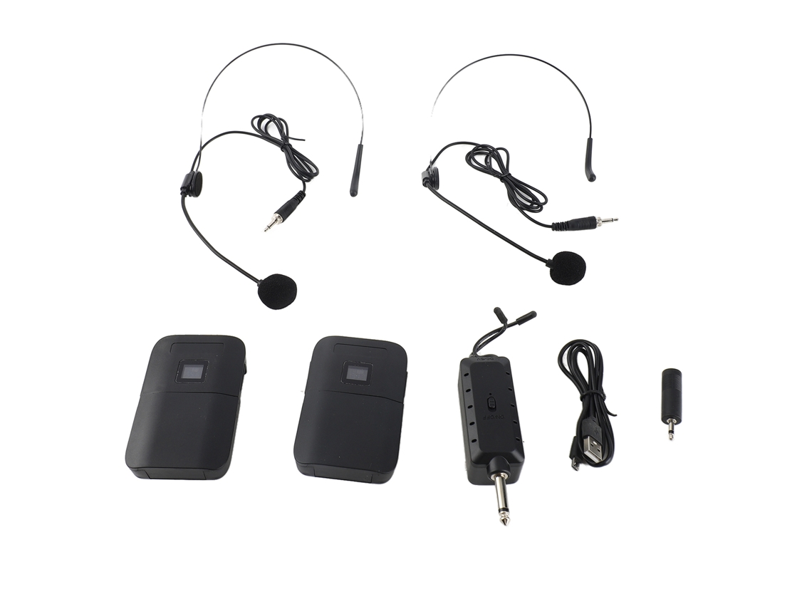 Microfone Sem Fio Uhf Portátil Headmounted Com Receptor Transmissor Led Ampla Área 50-100m