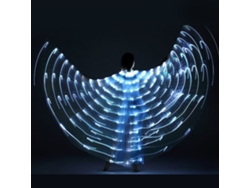 2026-ala De Baile Belly Con Led Iluminada 9.8ft Poliéster Para Adultos Traje De Carnaval Con Varillas Telescópicas Blanca