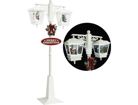 vidaXL Farola de Navidad con Papá Noel PVC blanco y rojo 81x40x188 cm