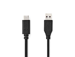 USB Cable USB 3.2 Gen 2 USB-A Male USB-C Male 60 W 10 Gbps Nickel Plated 1.00 m Round PVC Black Label NEDIS
