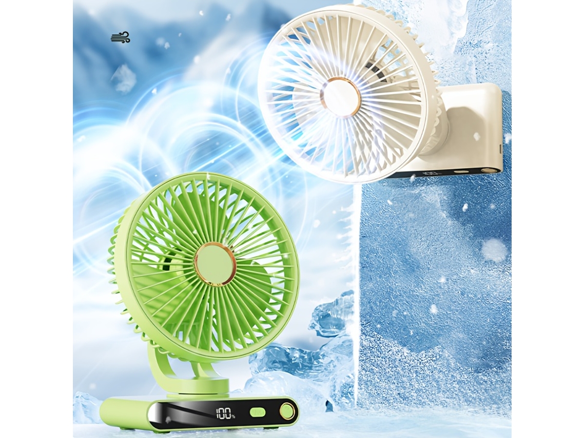 Este Ventilador Usb Recargable Multifuncional De 2000 Mah Cuenta Con Control De Flujo De Aire De 5 Niveles Y Función De Luz Nocturna.