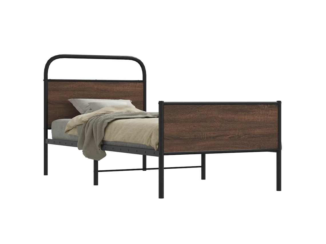 Estructura De Cama Sin Colchón 90x190 Cm Madera Marrón Roble