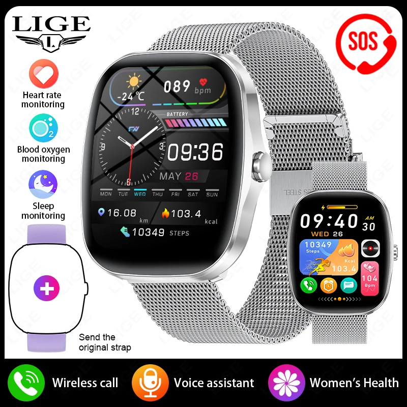 Reloj Inteligente (plateado, Correa De Malla), Pantalla Táctil Hd De 1,53 Pulgadas, Para Deportes Y Fitness.