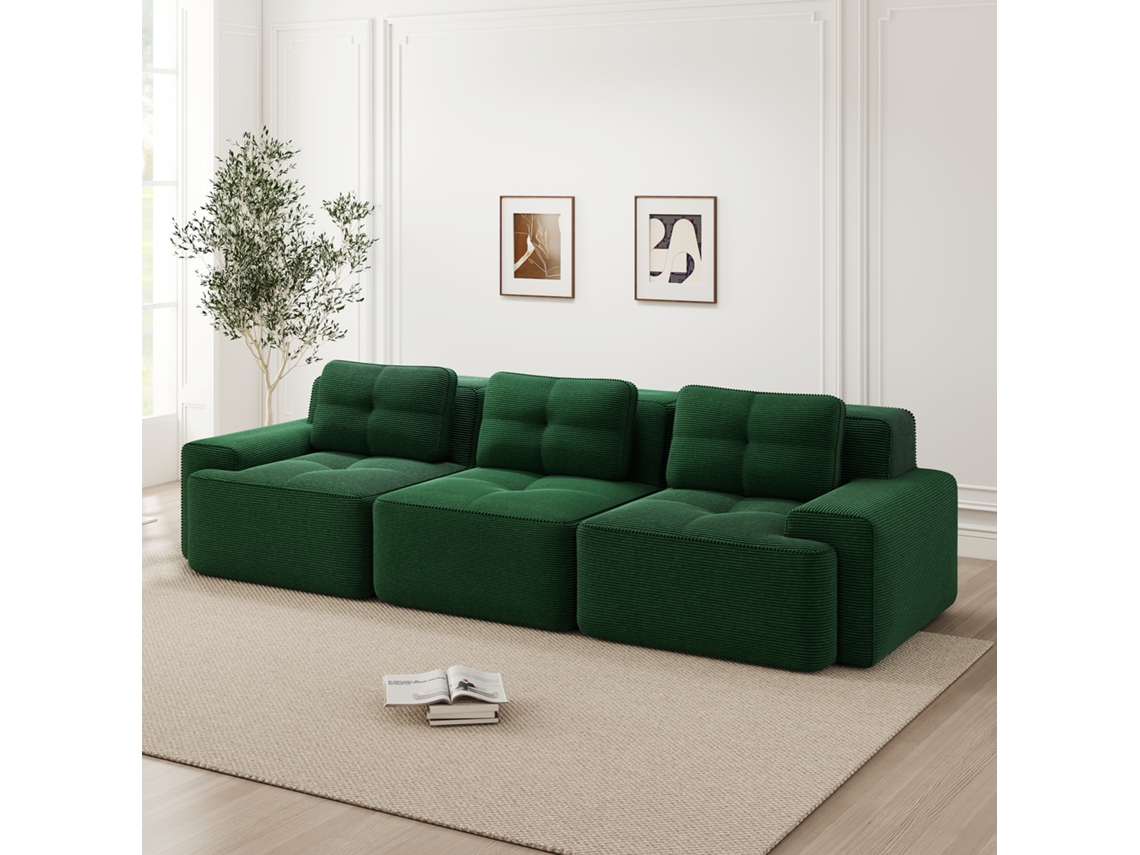 Sofá Modular 3 Plazas - Cloud, Profundo Y Cómodo, Sin Montaje - Verde