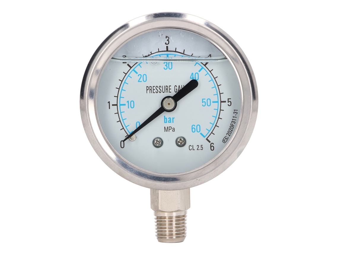 Manómetro De Acero Inoxidable Resistente A Las Vibraciones, Conexión Inferior Npt De 1/4 Pulg., Rango De 0 A 6 Mpa, Alta Precisión.