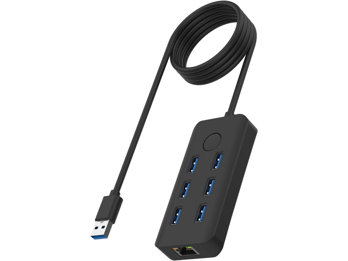Adaptador Divisor Usb 3.0 Con Tecnología De Botón Para 7 Dispositivos. Velocidad