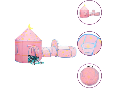 vidaXL Tienda de juegos para niños con 250 bolas rosa 301x120x128 cm