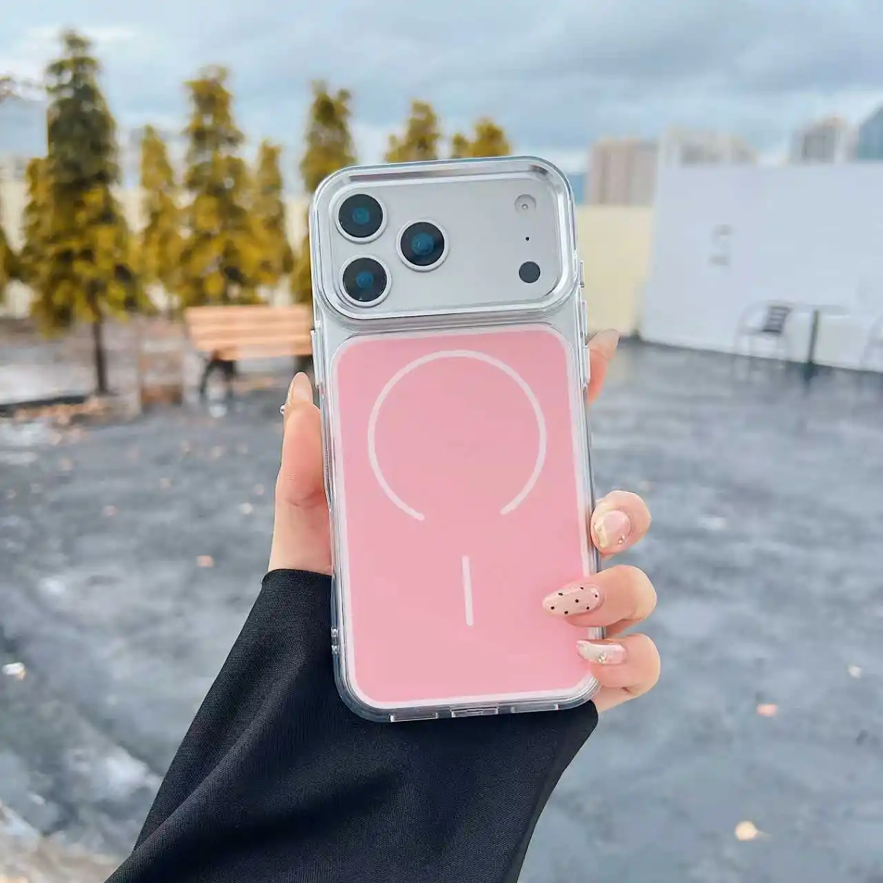 (iphone 17, Rosa) Funda Magnética Mate Transparente A Prueba De Golpes Para Teléfono, Compatible Con Carga Inalámbrica Magsafe