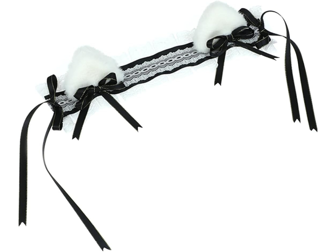Tiara De Renda Preta Com Orelhas De Gato