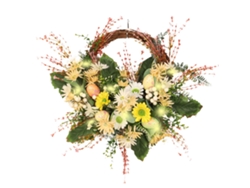 Corona De Pascua Con Flores Artificiales Para Decorar La Puerta Principal Y El Hogar.