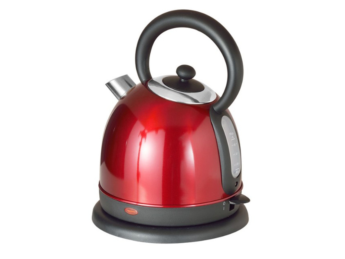 Hervidor eléctrico de acero inoxidable 220v 1.7l rojo con apagado automático y protección anti-escaldaduras