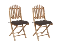 Sillas de jardín plegables de bambú DKD Home Decor con cojines, 2 unidades