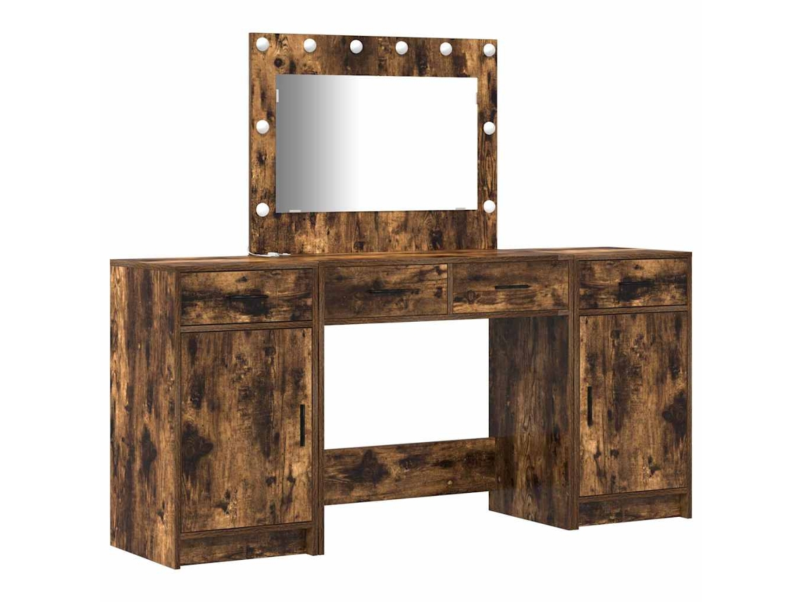 Mesa Tocador | Mesa De Vestidor Con Cajón 3 Uds Marrón Madera De Ingeniería