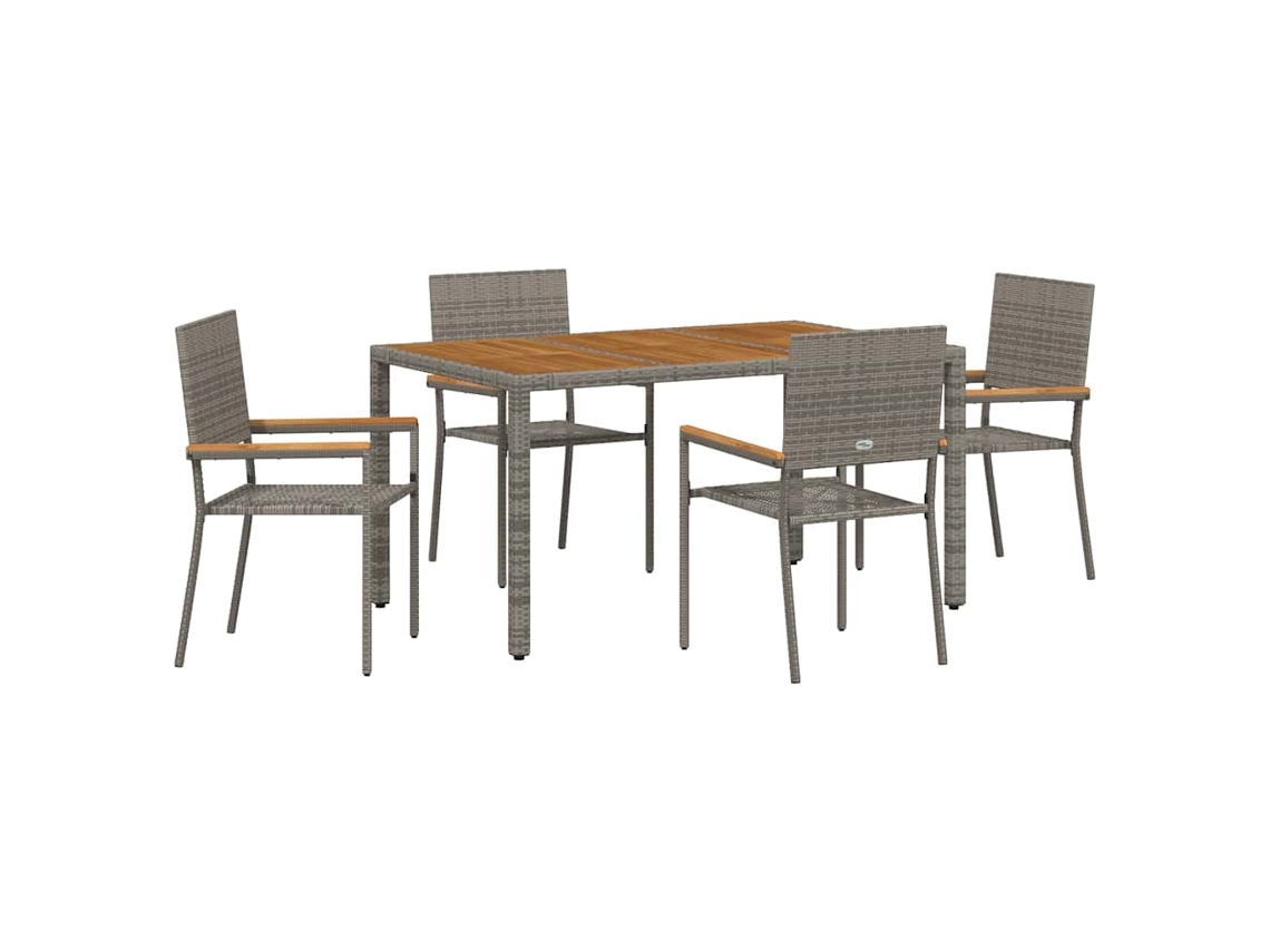 Maison Exclusive - Juego de comedor de jardín de 5 piezas, mimbre gris, Pe