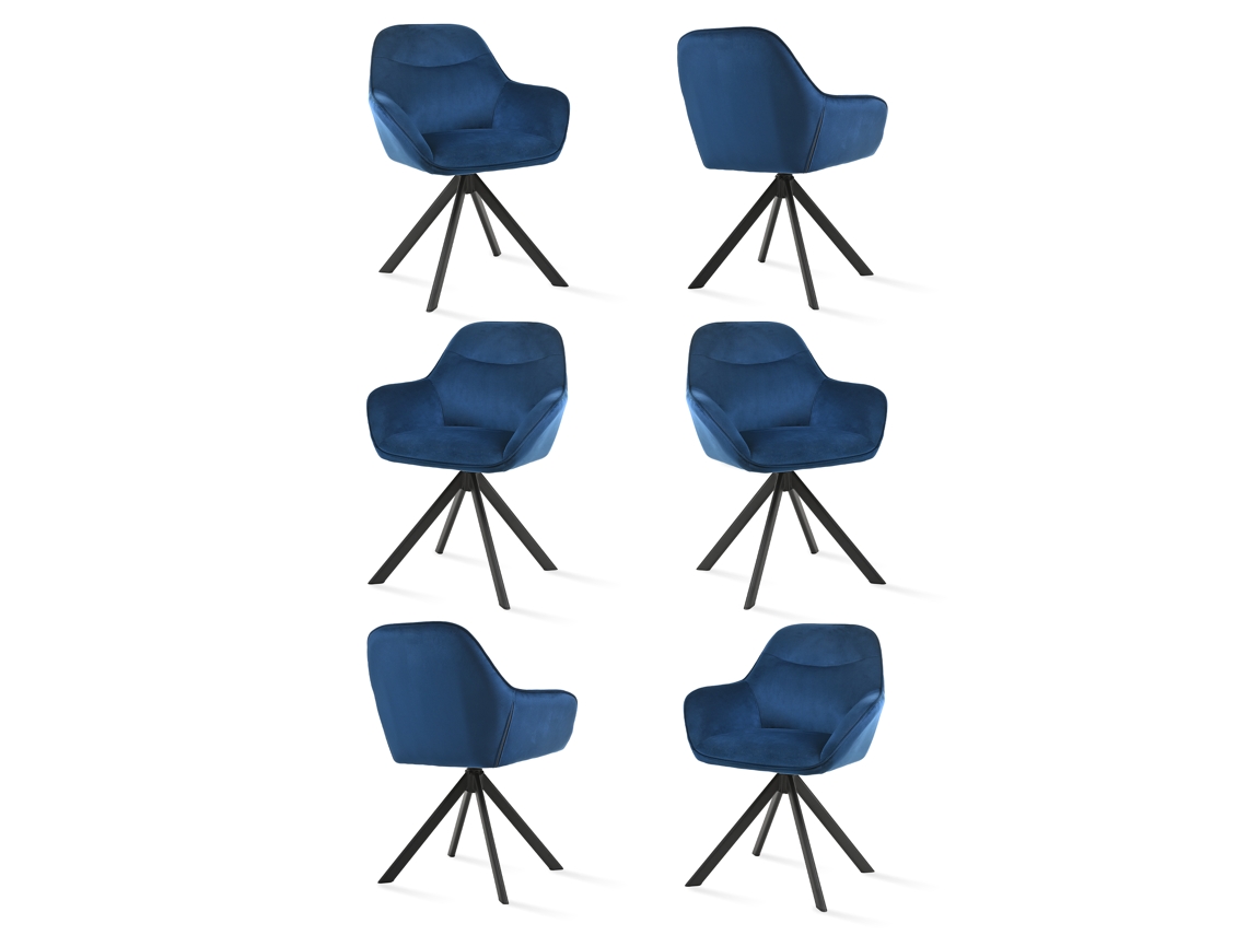Sillas De Comedor Goeurvant 1370(pack De 6, Azul Prusiano, Terciopelo)